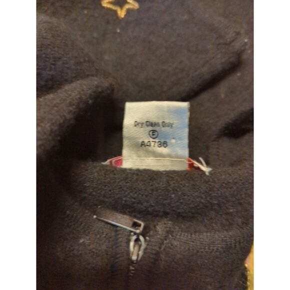 Quacker Factory Sweater Womens Large Wool Black Beaded Appliqué Angels Zip - Picture 9 of 9